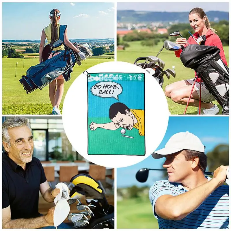 Toalla de Golf para hombres, paño exfoliante, trapo de limpieza, toalla de Golf grande, toalla de microfibra de 16x24 pulgadas con mosquetón, estampado divertido de Golf