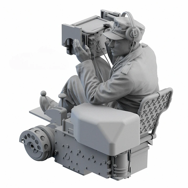 Kit modello di figura in resina pressofusa in scala 1/16 Operatore radio tedesco a mezza traccia smontato e non verniciato