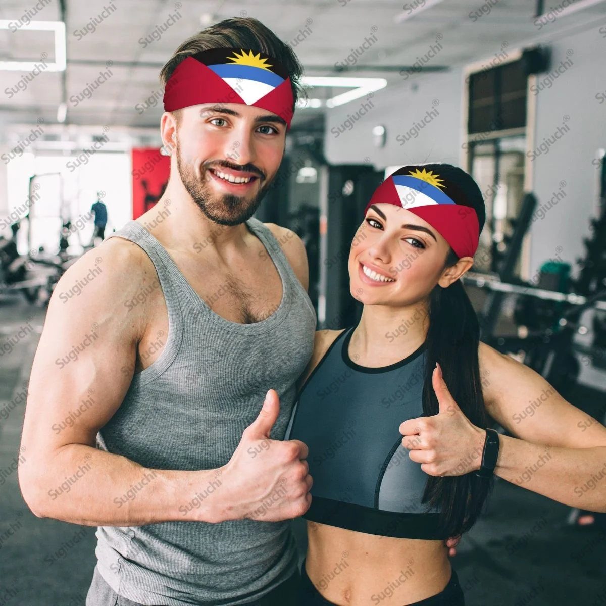 

2025 Antigua And Barbuda Flag Sweatband Women Men Moisture Wicking Syriac Aram Gym Headband for Cycling Yoga