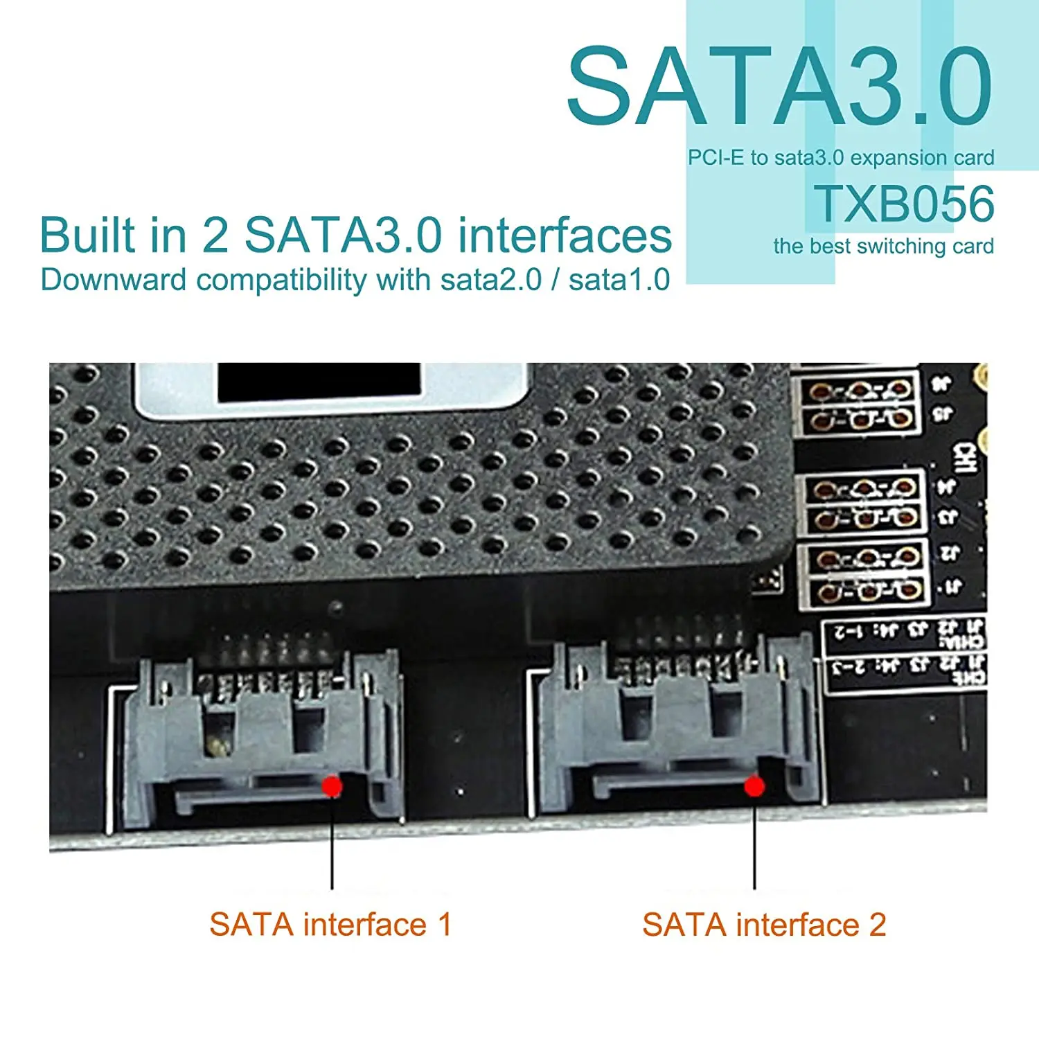2 Stück Express zu SATA3.0 2-Port SATA III Controller-Kartenadapter Riser-Karte, PCIE Pci-E zu SATA Pcie IDE-Kartenadapter