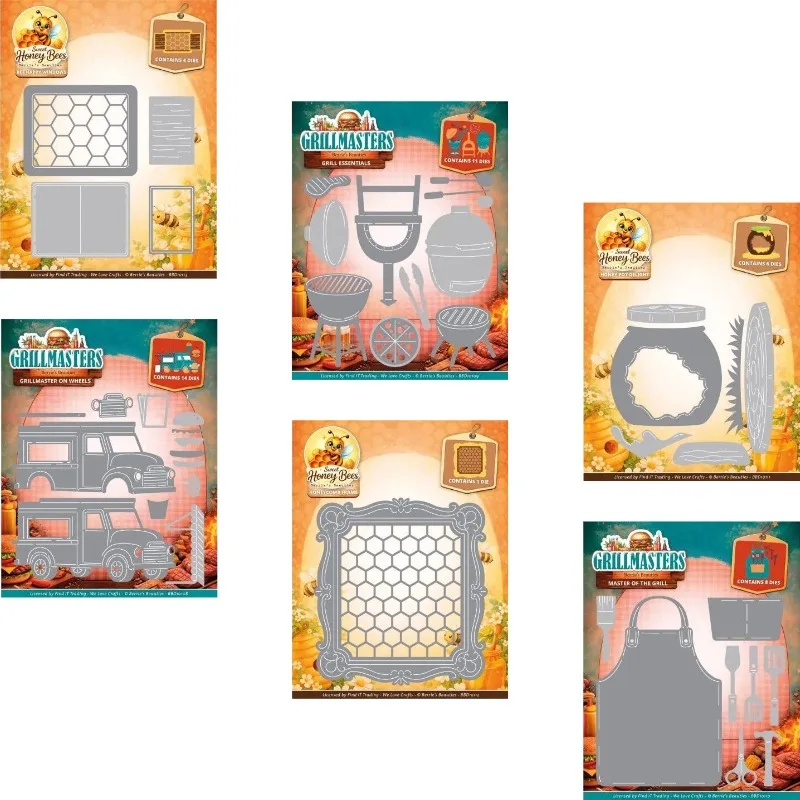 Металлические вырубные ножи Grill Essentials Bee Happy Windows для скрапбукинга, творчества, изготовления трафаретов и шаблонов для фотоальбомов