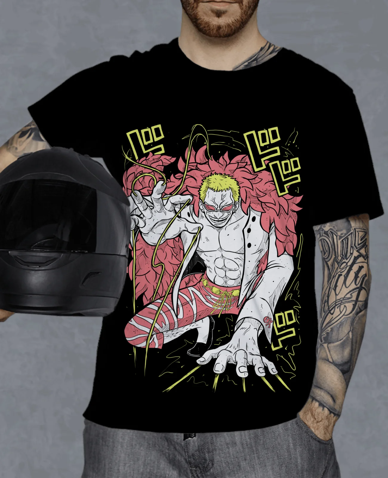 2026 Sommer ONE PIECE Anime Doflamingo Bedrucktes Lockeres Kurzarm-T-Shirt aus Reiner Baumwolle für Kinder Trendiges Unisex Casual Loose Y2k