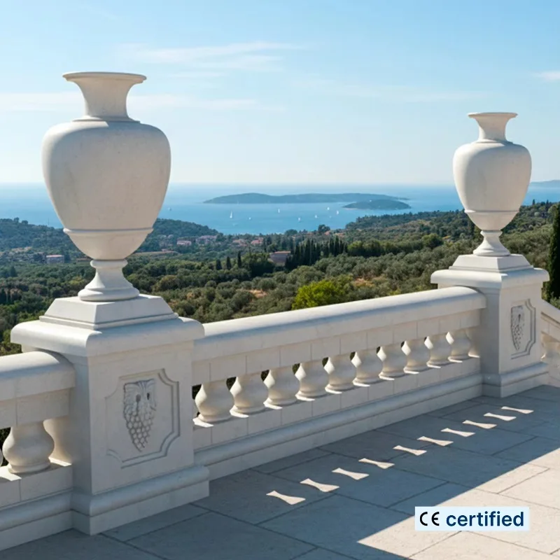 Modern marble balustrade white marble balustrade French garden courtyard fence