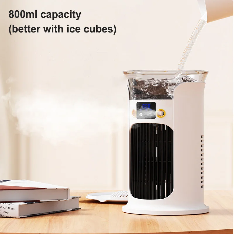 2026 New Portable USB Air Cooler Household Small Multifunctional Cooling Fan Office Desktop Mobile Air Conditioner Humidifier