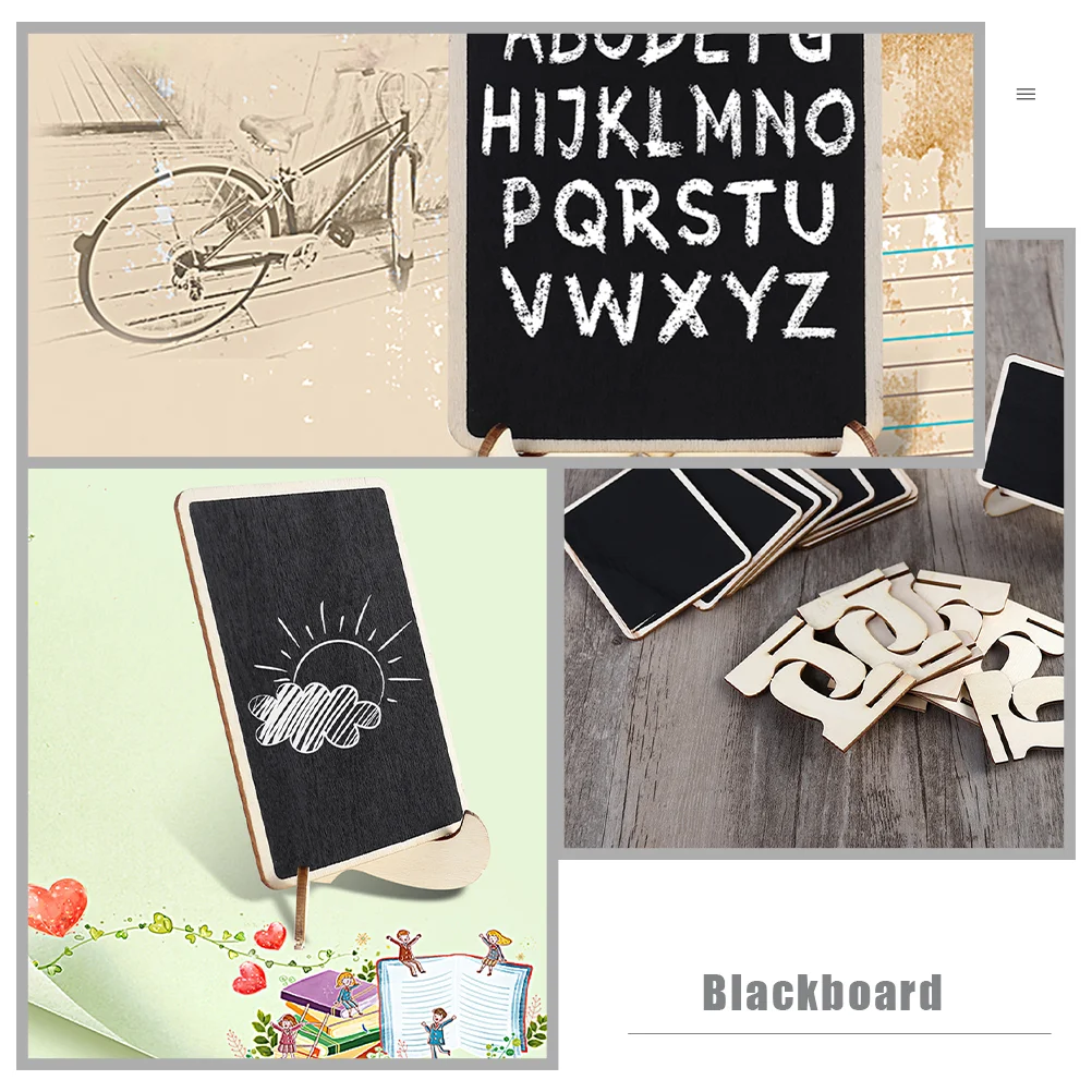 10 Pcs Small Wooden Blackboard Message Tabletop Chalkboard Sign Memo Writing Rectangle