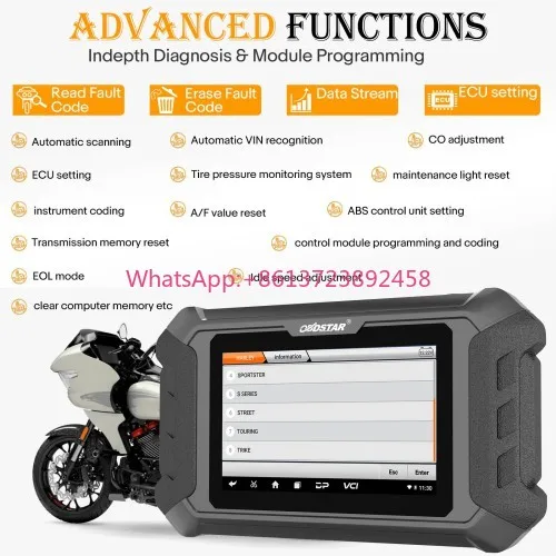 2025 Obdstar Iscan Motorcycle Diagnostic Tool and Key Programmer Scanner Immobilizer for Harley Davidson Maintenance Repair