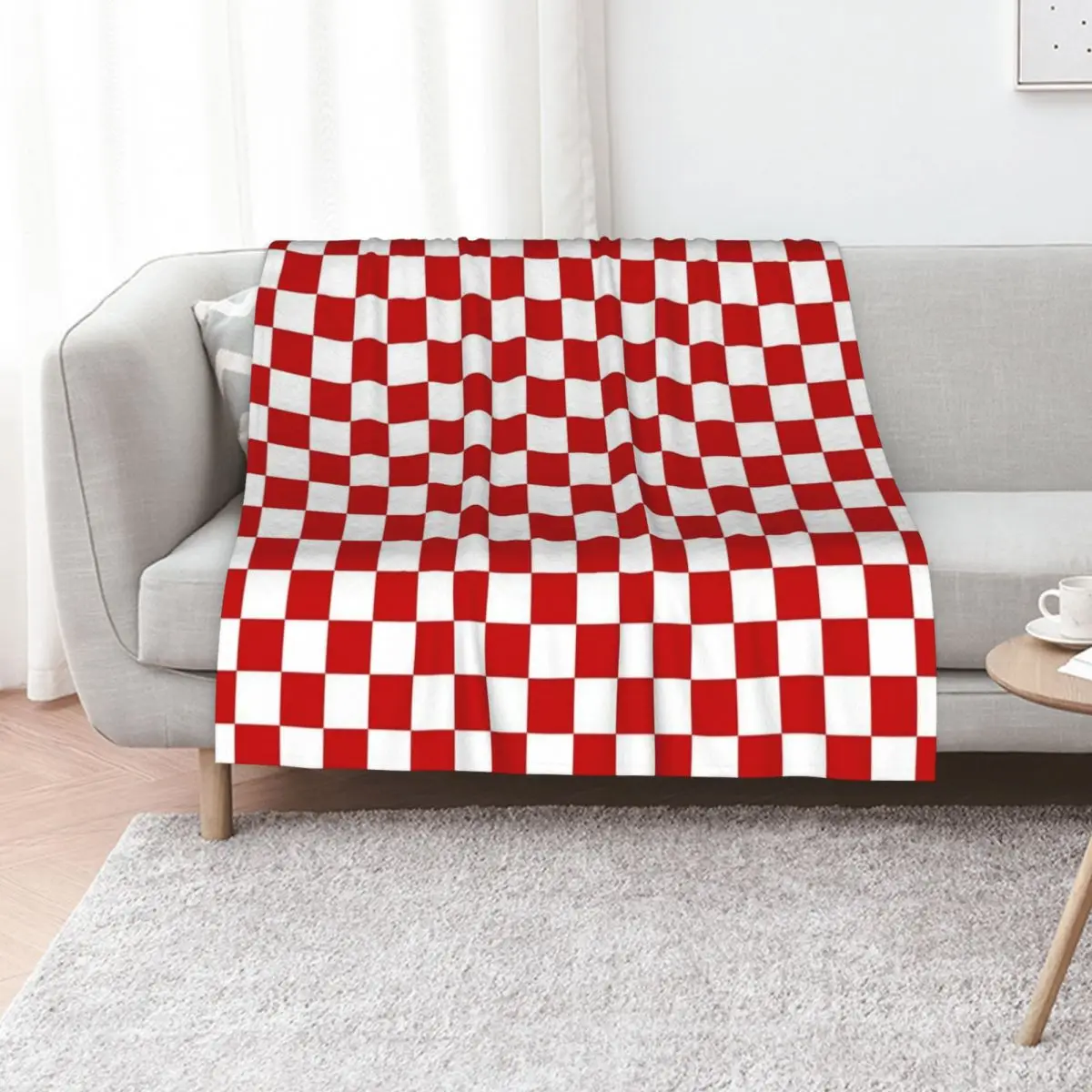 Cherry Red And White Checkerboard Pattern Throw Blanket Designers Sofas Cute Plaid Cute Thin Blankets