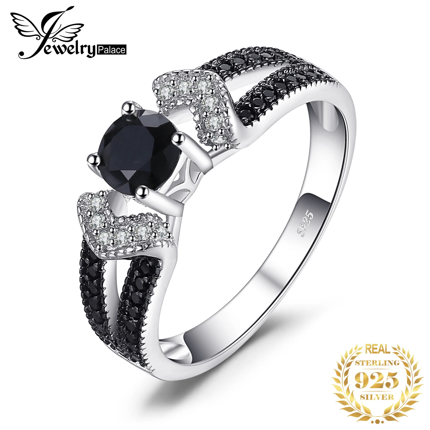 JewelryPalace naturalny czarny Spinel 925 srebro obrączka pierścionek zaręczynowy dla kobiet Trendy Fine Jewelry Fashion Gift
