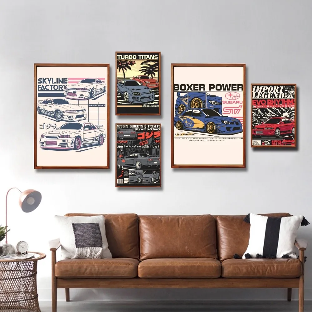 1PC Retro Jdm Cool Car Poster Retro Print Poster Paper Waterproof High Quality Sticker Home Wall Decoration