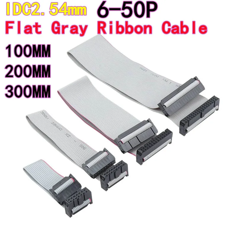 10PCS FC6/8/10/16/20-64P IDC2.54mm Flat Gray Ribbon Cable for LED Screen & JTAG Download Line