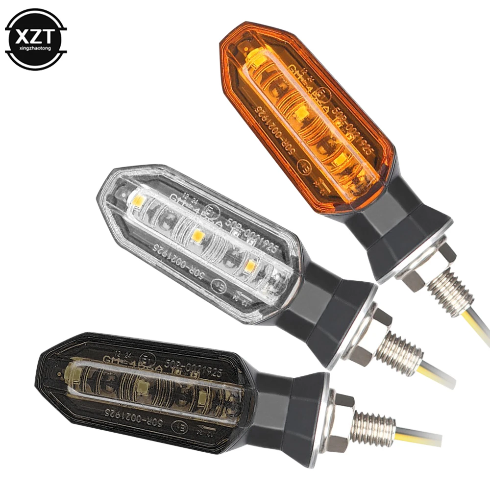 2pcs 8MM Motorcycle LED Turn Signal Indicator Lamp Amber Flashing Light 12V Universal 3LED Blinker Accessories