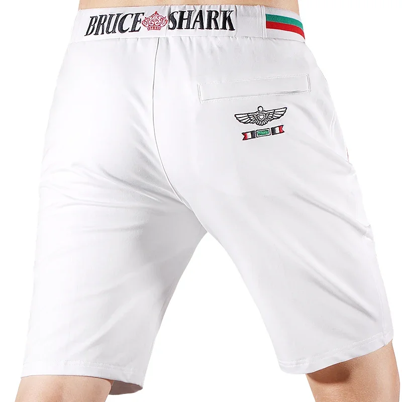 New Summer Men's Shorts Sports Bruce&Shark Cotton Men pants Short Training Running Fashion Casual Loose Elastic Waist Big Size