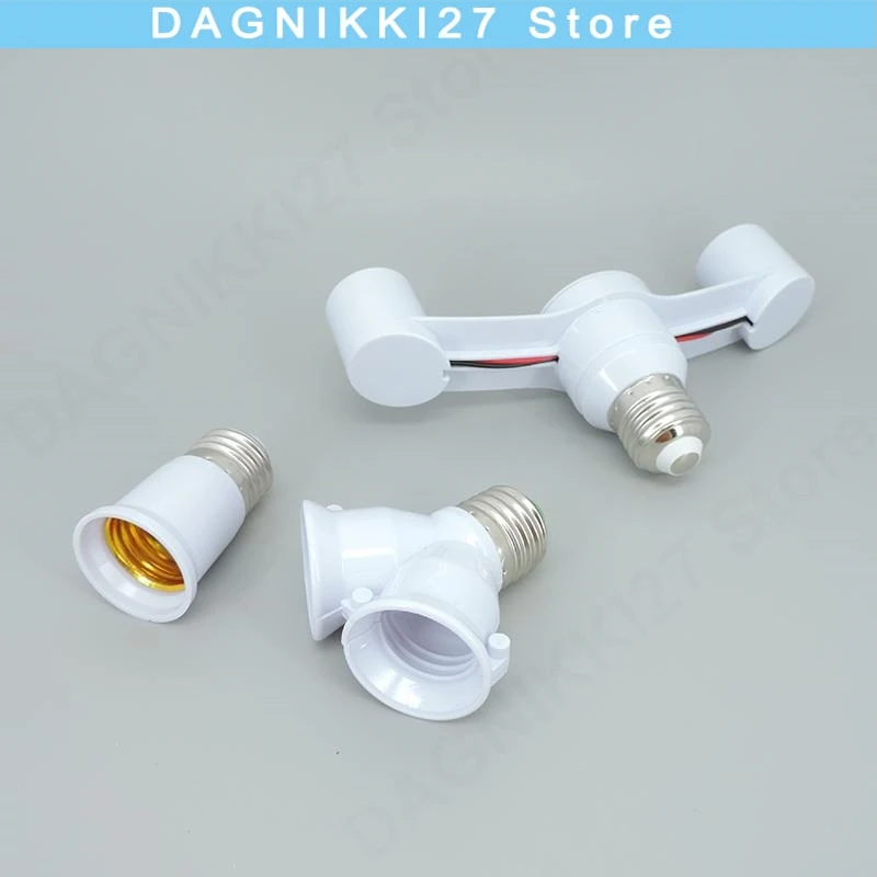 AC 110v 220v 2 In 1 E27 to 2 E27 head Extended LED Lamp base Holder Bulbs power Socket Splitter Adapter For home Photo Studio v
