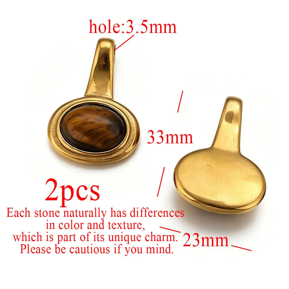 2/3/4/5pcs Stainless Steel Charm Inlay Tiger's Eye Stone Round Cross for DIY Necklace Earrings Bracelet Jewelry Making Wholesale view 3