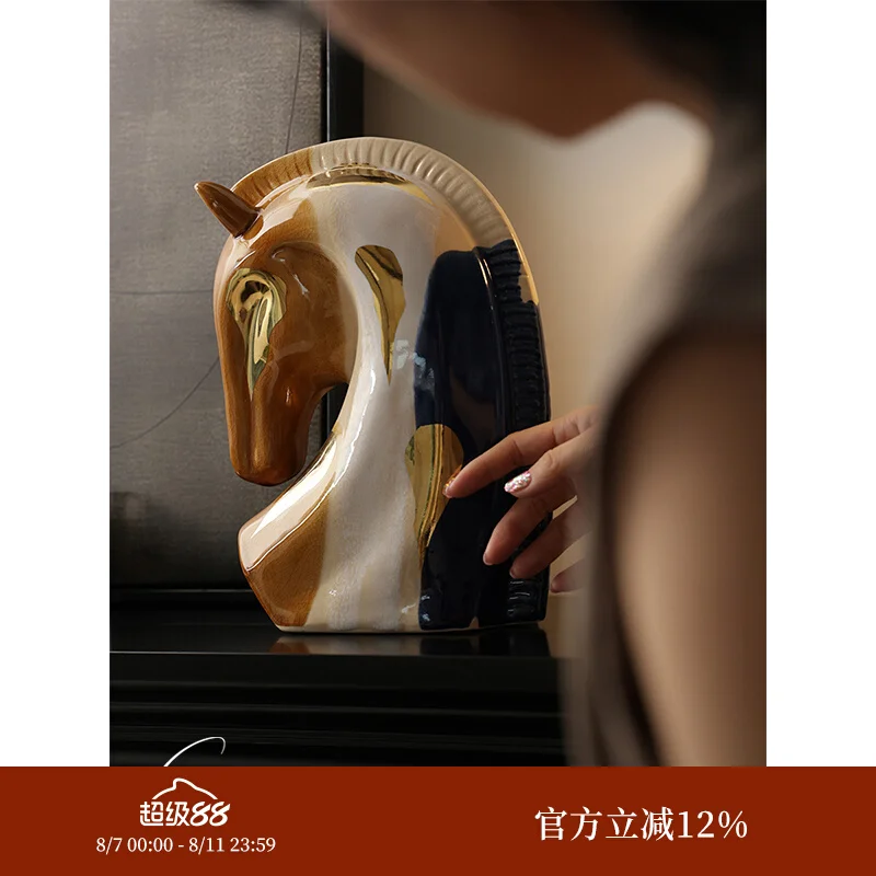 

Home kiln change glaze painted gold Tangma ceramics living room entrance decorative desktop art ornament housewarming ceremony