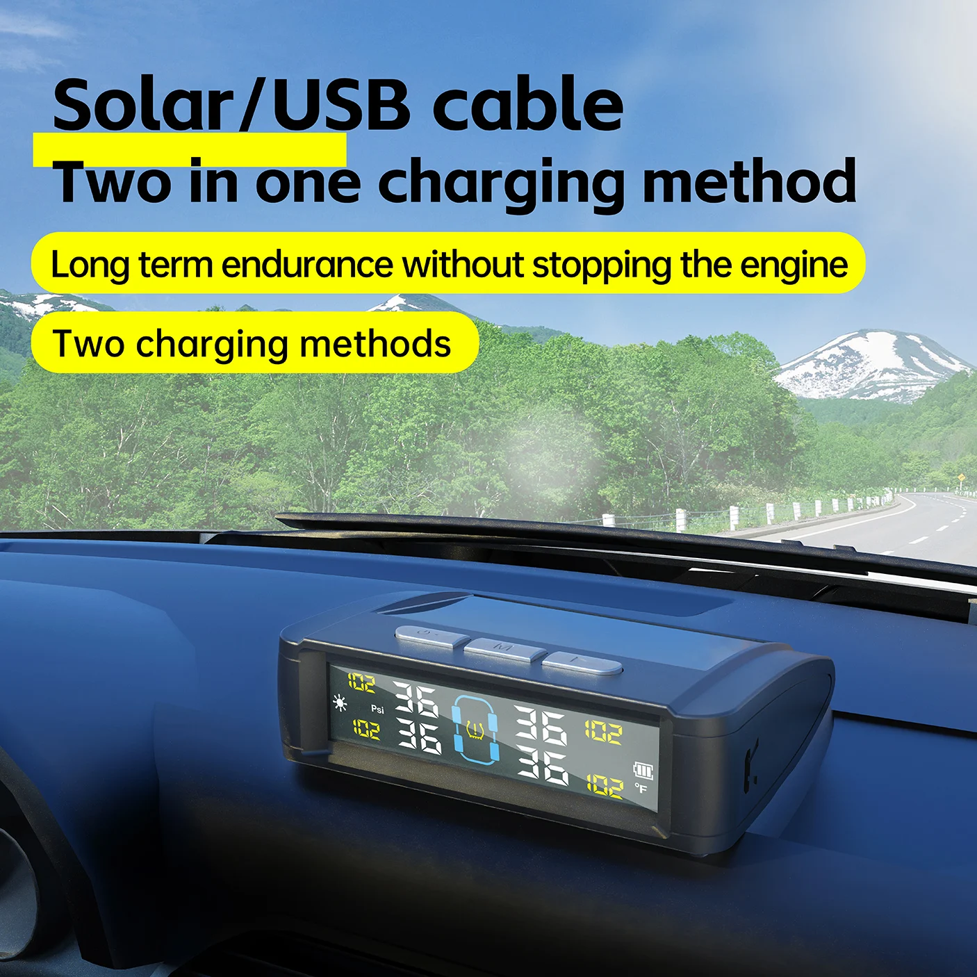 Solar-Ready RV TPMS 4-Sensors Universal Tire Pressure Monitoring System with Gauge for Saloon SUV Wholesale