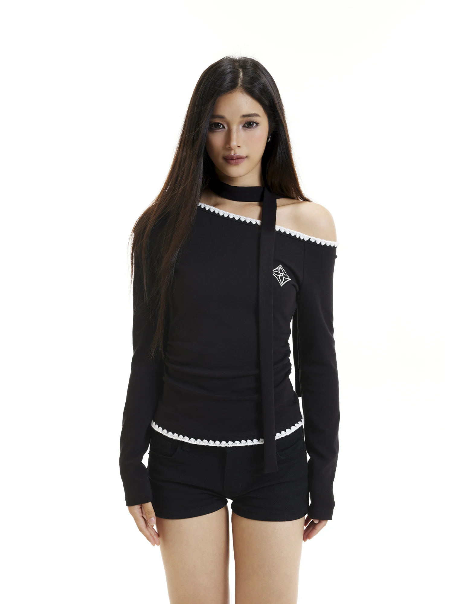 

Redimor Sli Slim Fit Long Sve T-irt Sexy oulder Design Autumn Faionable Casual Cotton Polyester Blend Tee