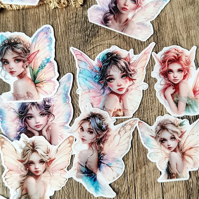 Stickers Watercolor European Angel and Elf Girls Stickers DIY Scrapbook Diary  Project Decoration  Vintage Scrapbooking