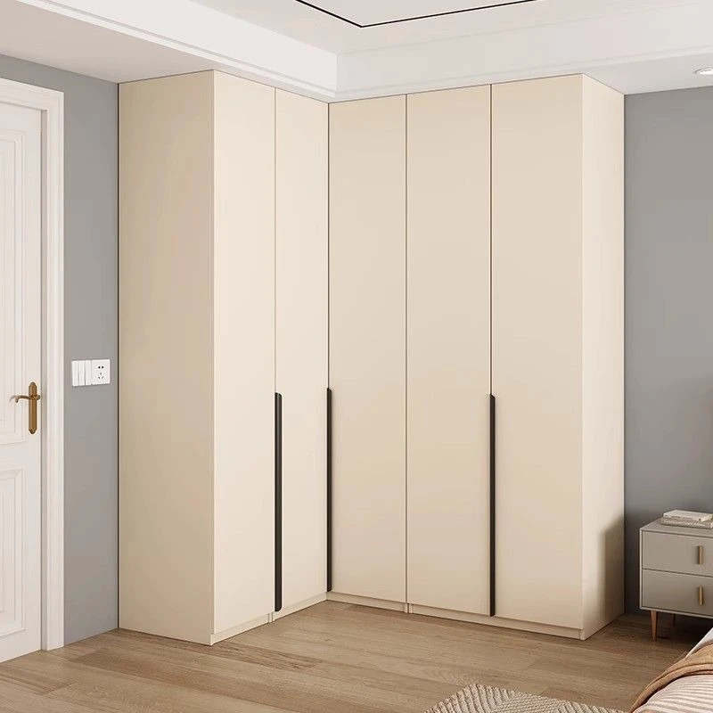 

Solid wood L-shaped corner wardrobe, household bedroom small apartment cloakroom