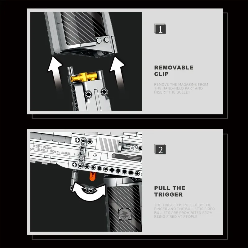Militaire Wapenserie Bouwblok 356 Stuks Desert Eagle Pistool Kan Schieten Model DIY Assembleer Steentjes Speelgoed Voor Kinderen Verjaardagscadeau