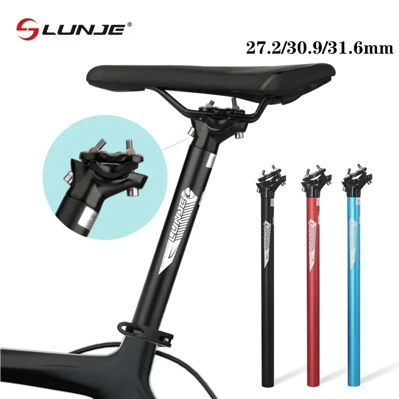 LUNJE Mountain Road Bicycle Seatpost Ultralight Aluminum Alloy MTB Bike Seat Post Seat Tube 27.2/30.9/31.6mm*400mm Cycling Parts