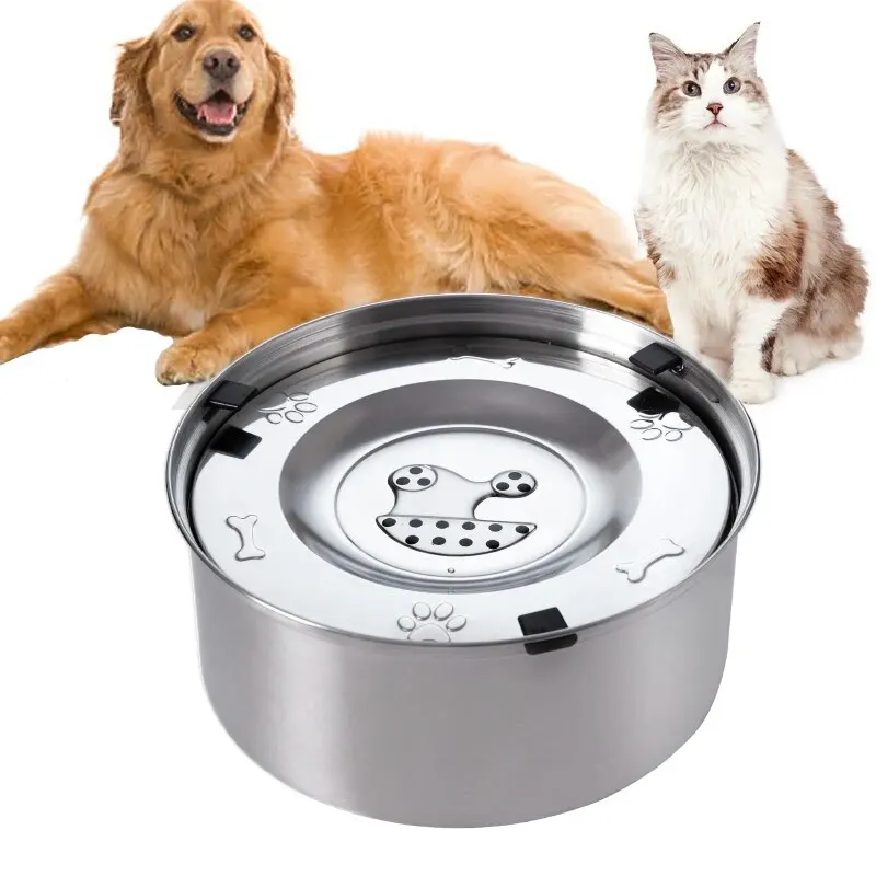 Big Capacity Stainless Steel Dog Floating Bowl, No Spill Anti-Splash Dog Water Dispenser, Non-Slip Dog Cat Pet Water Feeder Bowl