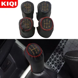 5 6 Speed Leather MT Gear Shift Knob Cover Gear Head Collars for Renault Megane II MK2 Scenic 2 Clio 3 III MK3 Accessories