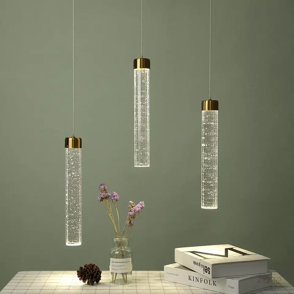 Nordic crystal pendant lighting Bar Restaurant Cafe kitchen lamp hanging Decor Simple cylinder pendant light mini pendant light