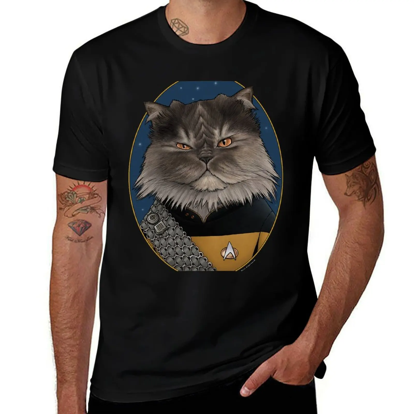 Star Trek Worf Cat Formation T-Shirt Man t-shirt funny shirt cotton blanks graphic tee shirt sweat shirts, men