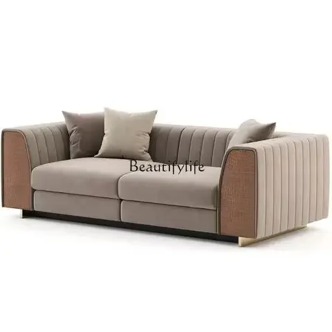

10 Italian Style Light Luxury Villa Clubhouse Living Room Fashionable Two or Three Seater Leather Fabric Sofa Designer