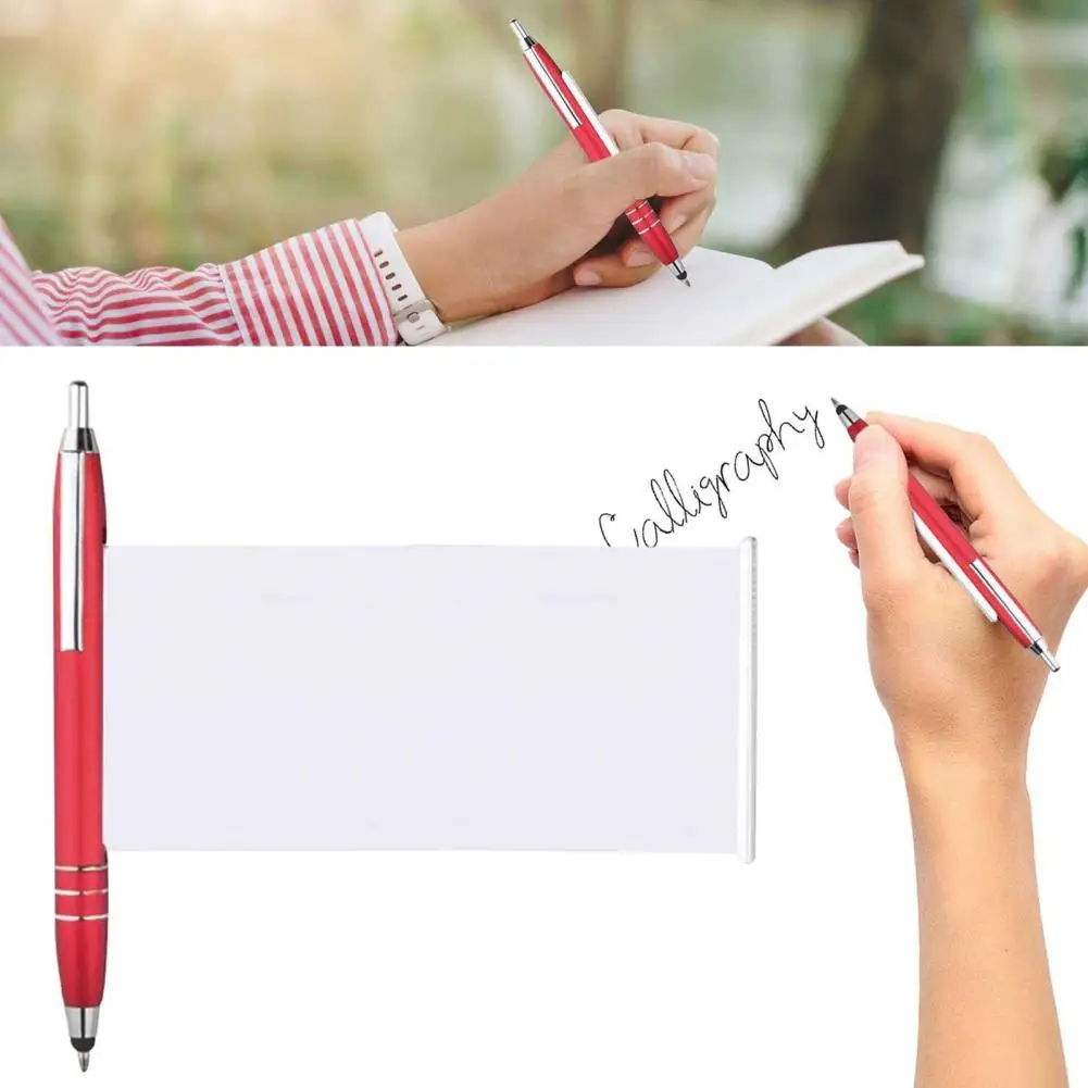 

Pencil Writing Pen Metal Ballpoint Pen with Retractable Memo Sheet Durable Construction for Smooth Writing Clip Fixing Push Pull