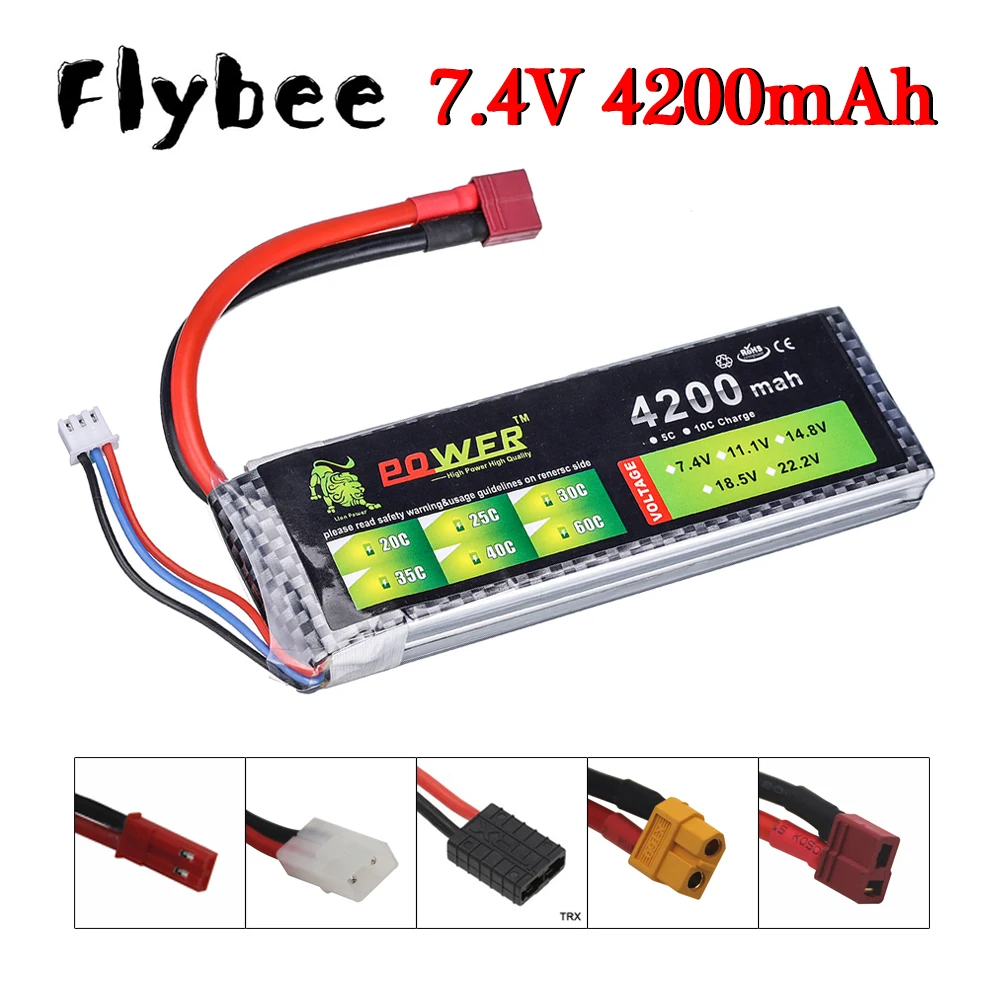 7.4V Bateria 2S 7.4V 4200mAh LiPo Power Battery for RC Drones Rc Airplanes Rc Helicopters Rc Cars Rc Boats Rc Trucks