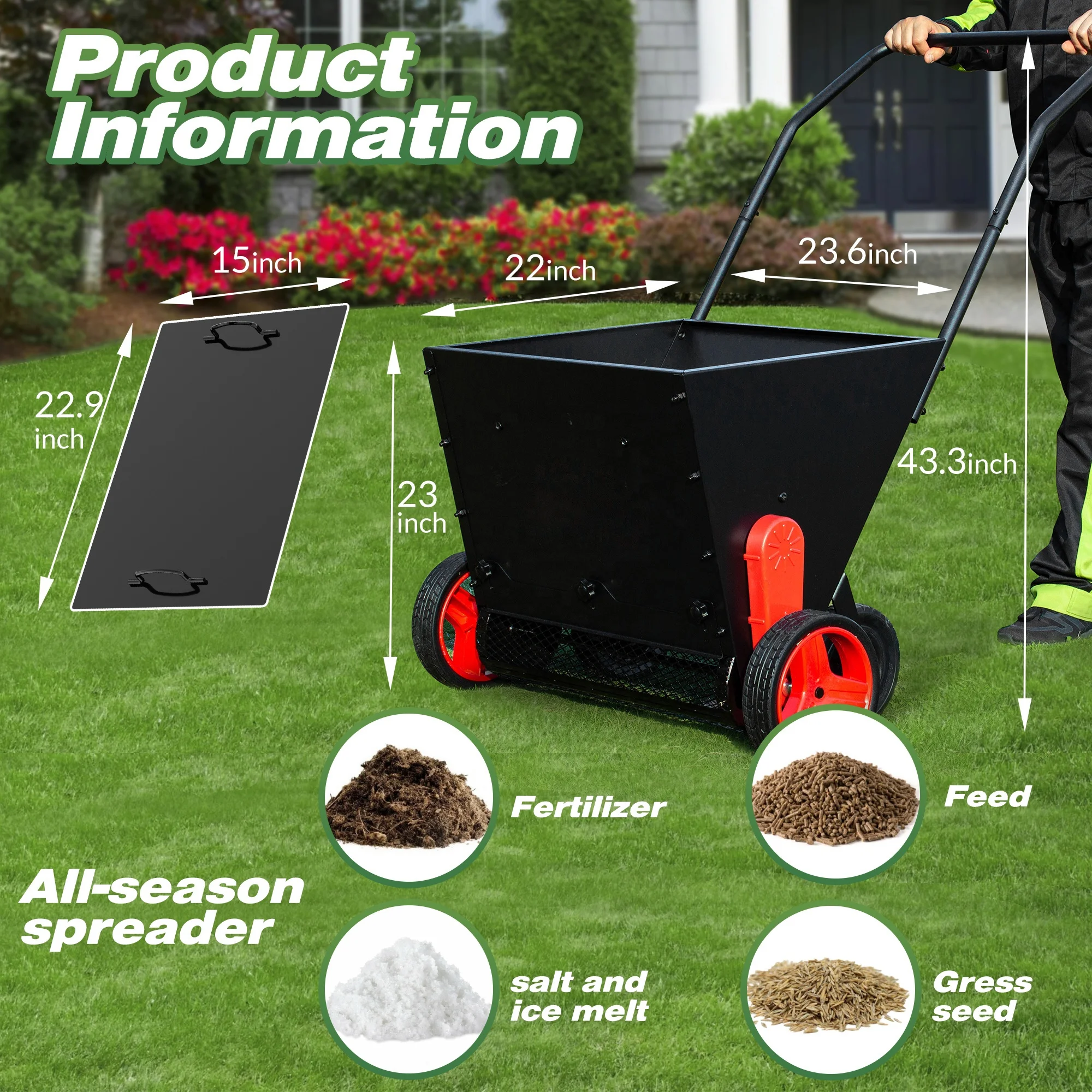 2025년 고품질 스틸 잔디 레벨링 도구 (손잡이 포함) 정원/뒷마당 잔디 드롭 스프레더용