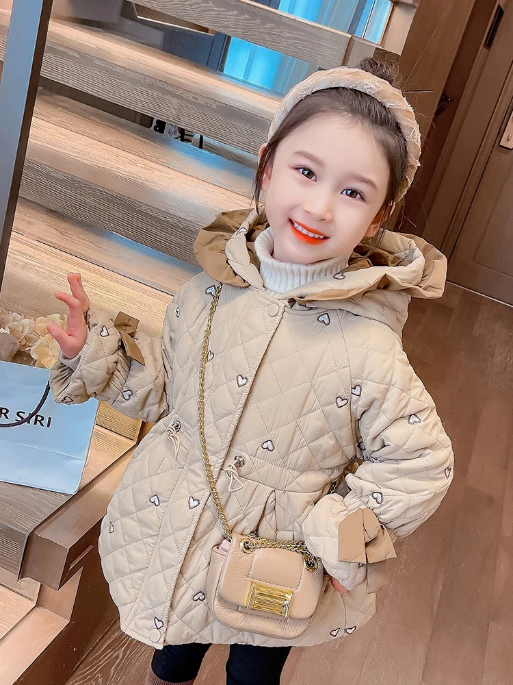 

Thiened Fce Warm Cotton Jaet for Girls Baby Faionable Winter Clothes Korean Sle Loose Fit Long Sve Zipper Closure