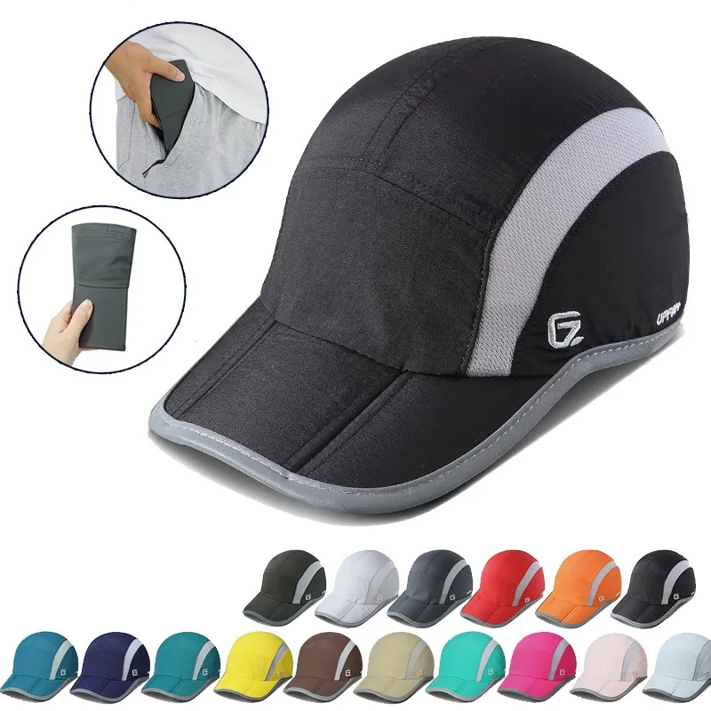 

GADIEMKENSD Reflective Folding Outdoor Hat Unstructured Design UPF 50+ Sun Protection Sport Hats for Womens and Mens