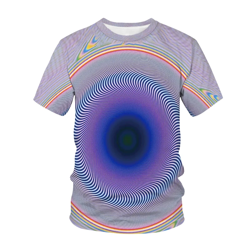 Vintage T-Shirts For Men 3D Abstract Dizziness Pattern Short Sleeve Top Summer T Shirt Loose Oversized Tee Shirt Men Clothing