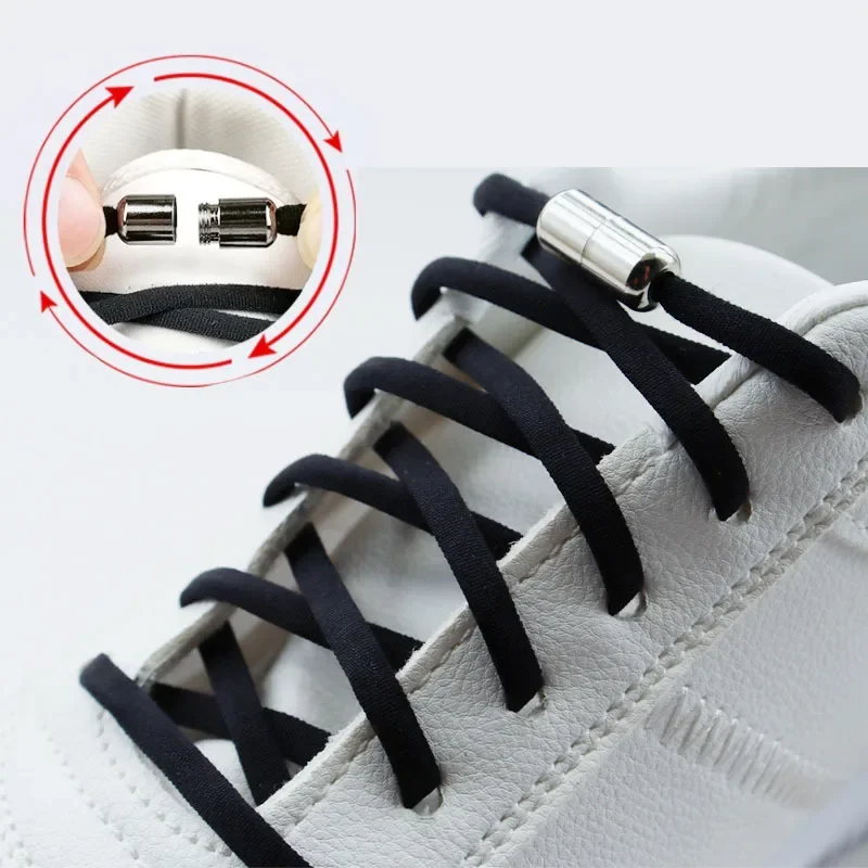 Elastic No Tie Shoelaces Round Shoe Laces Sneakers Shoelace Lazy Lock Laces for Kid Adult One Size Fit All Shoe Strings Rope