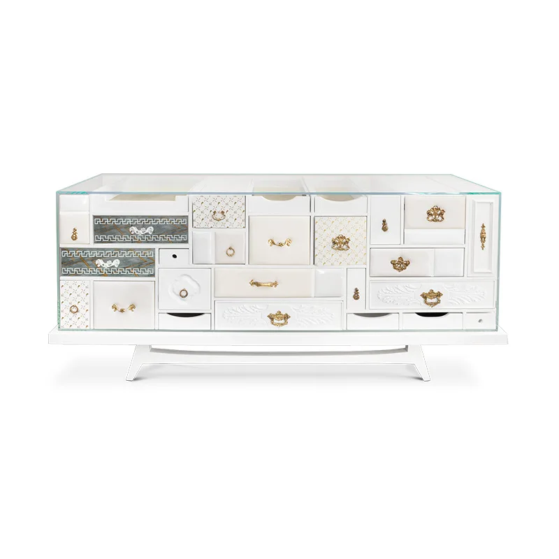 Italian living room household dining side cabinet high-end solid wood decorative cabinet
