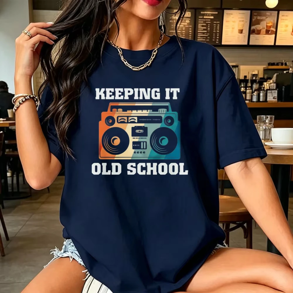 Keeping It Old School Retro Boombox 80s 90s Graphic Tshirt Trendy Retro Music Fashion Street Tee Casual Summer Unisex Cotton Top
