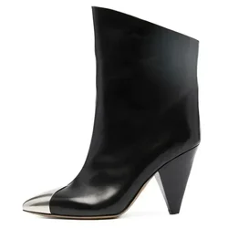 2024 European and American New Pointed Women's Short Boots with Conical High Heels Fashion 34-45 Size Large Women's Long Boots