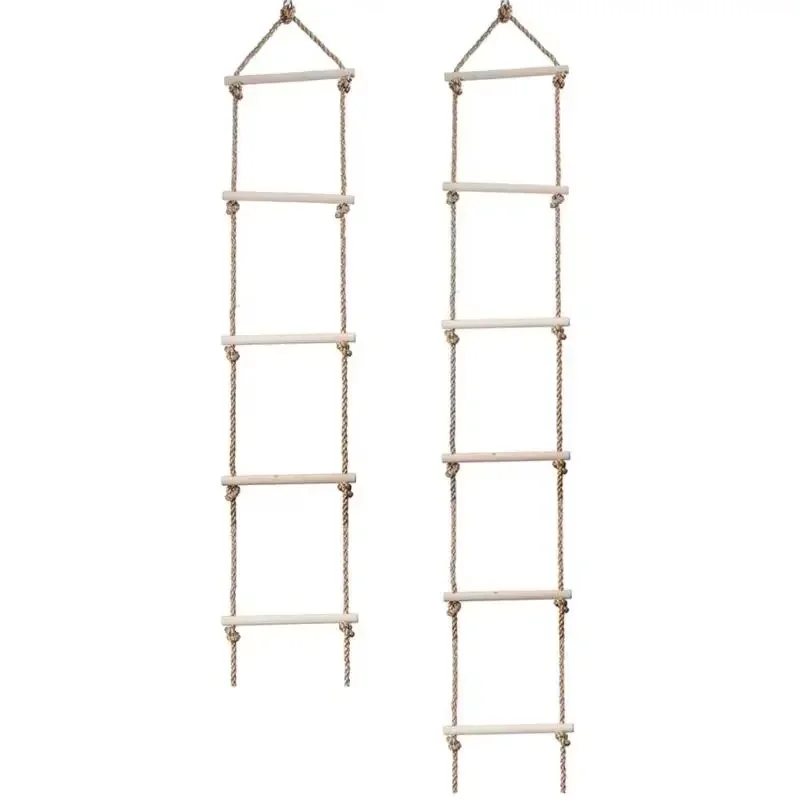 木製はしご ロープはしご 多段はしご 子供用フィットネス玩具 登りゲーム玩具 屋外トレーニングアクティビティ ロープブランコ 遊具