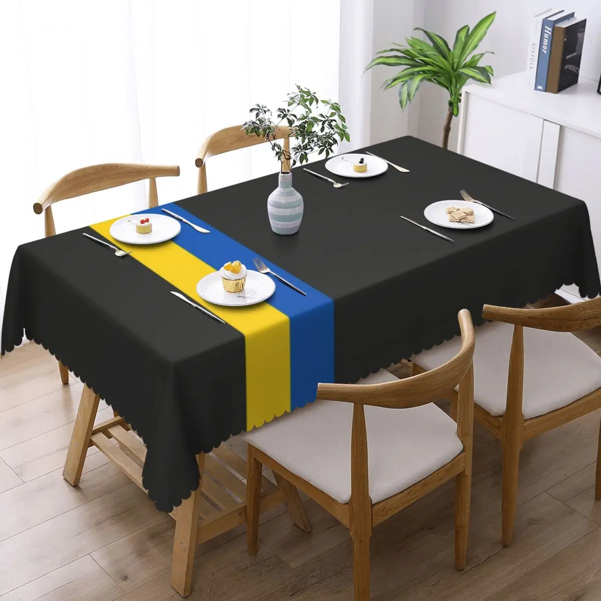 Customized Rectangular Ukraine Stripe Flag Tablecloth Fit 40