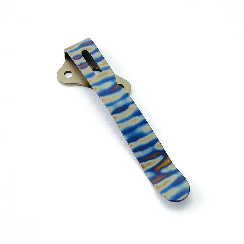 Custom Made Flame Texture Knife Titanium Deep Carry Pocket Clip For Demko AD20 AD20.5 Knives Back Clamp DIY Make Accessory Part