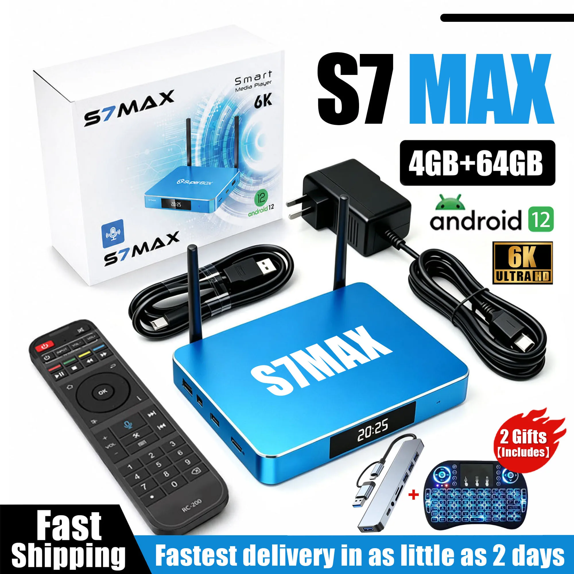 Super-Box S7 Max 2026 Newest Android TV Box, 64GB Global Streaming Media Player, 6K Ultra HD | Voice Control | Authorized Dealer