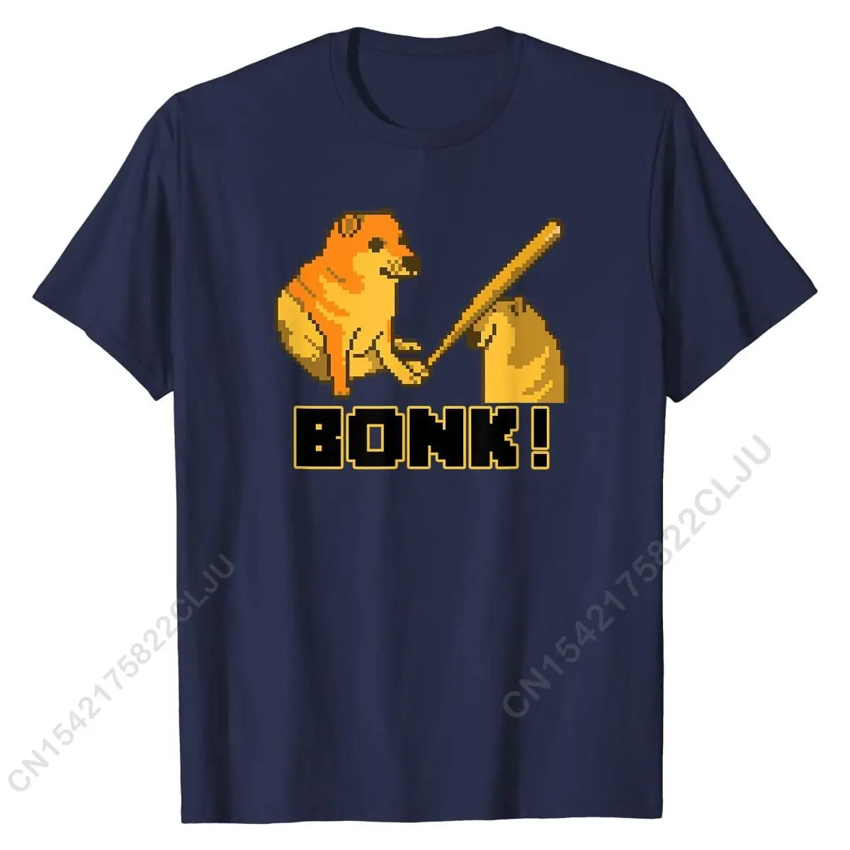 Pixel Art Cheems Bonk Meme เสื้อยืดออกแบบกราฟิก Tops Tees ฝ้าย T เสื้อสำหรับชายปกติ