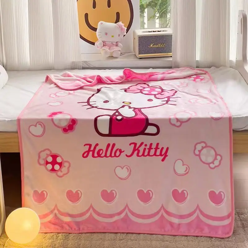 Kocyk na sofę Sanrio 39 x55in witam Kitty Kawaii-miękka, lekka flanela zapewniająca komfort przytulnej drzemki w środowisku AC