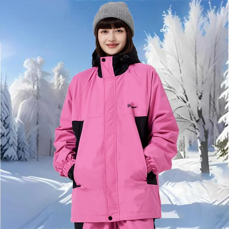 

Snowboarding Hooded Clothes Overcoat Winter Warm 2025 Outdoor Snow Jackets Women Loose Men Windproof Waterproof Skiing Snow Tops