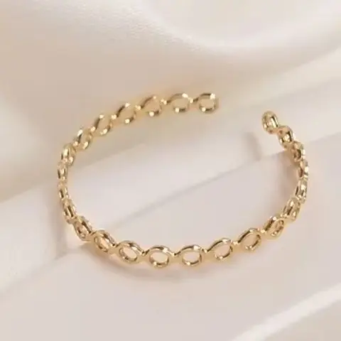 14K Plated Gold Batch Flower Wave Ring Simple INS Wind Ring Combination Tail Ring Female Tide DIY Ring