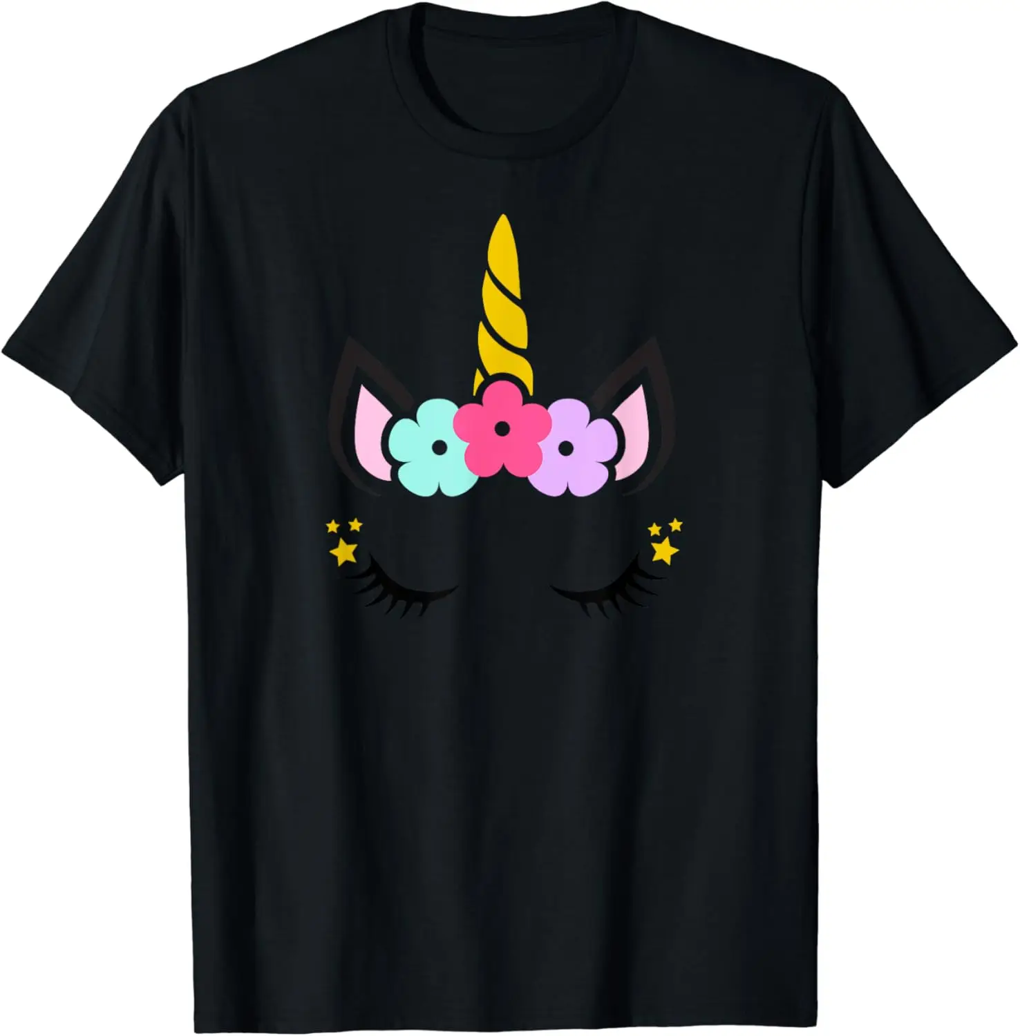 Unicorn Face Birthday T-Shirt 100% Cotton Streetwear High Quality