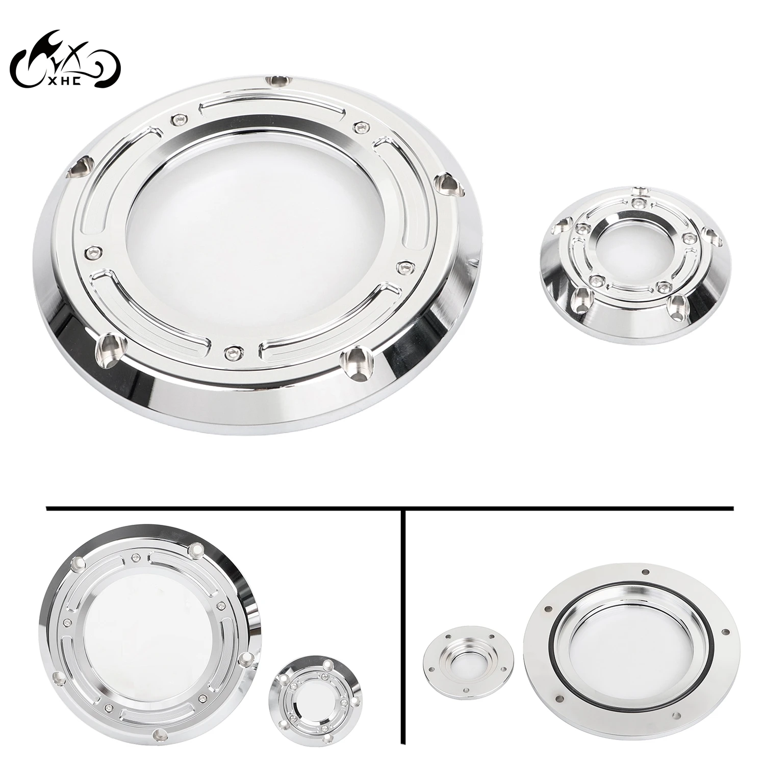 الكروم واضح CNC محرك دراجة نارية ديربي توقيت الموقت يغطي ل هارلي دينا التراث سوفتيل بجولة الطريق إلكترا الإنزلاق الملك